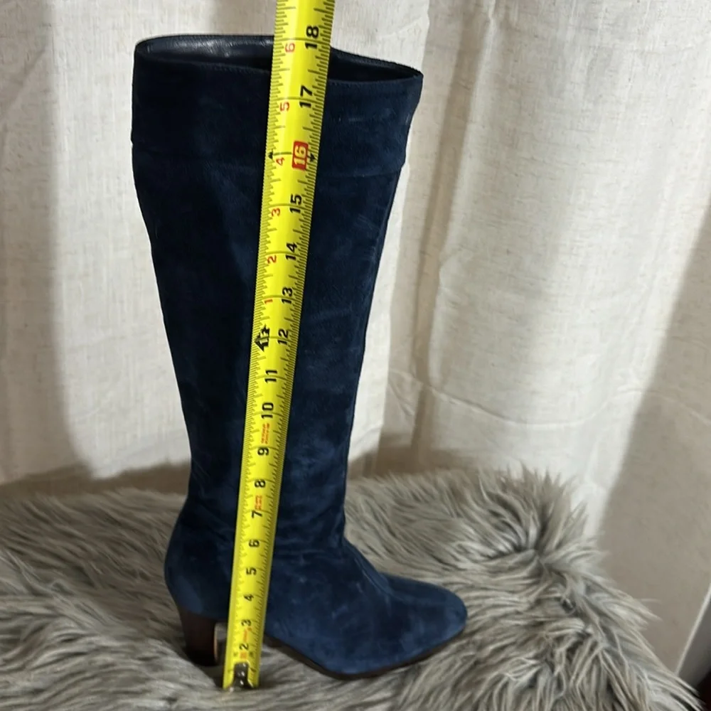 Vintage 70s Blue Suede Knee-High Women’s Boots